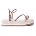 Sandália Papete Feminina Plana Flatform  Strass Colorido Branco - Sandália - Levit Calçados