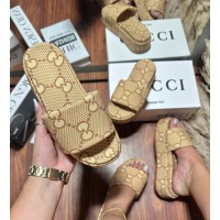 Sandália Plataforma Feminina Gucci Bege